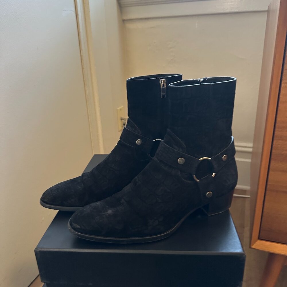 Men's Black Saint Laurent Wyatt Harness Boots